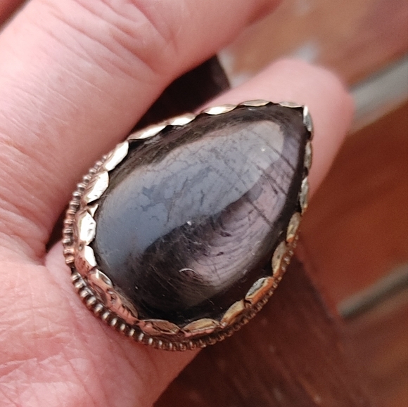 Tibetan Large Black Obsidion Ring (adjustable) - Picture 8 of 14